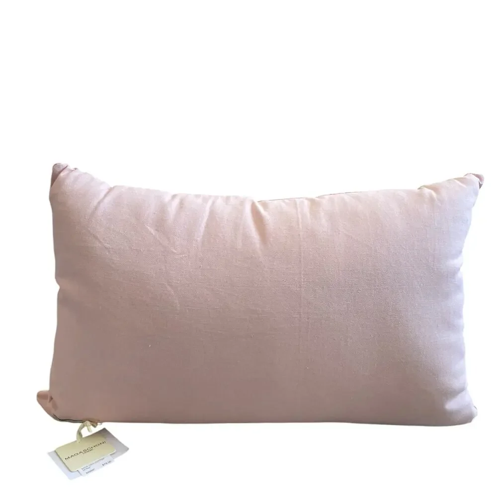 Magaschoni Beaded Faux Pearl Bows on Pink Velvet Decorative Pillow 14x20 New